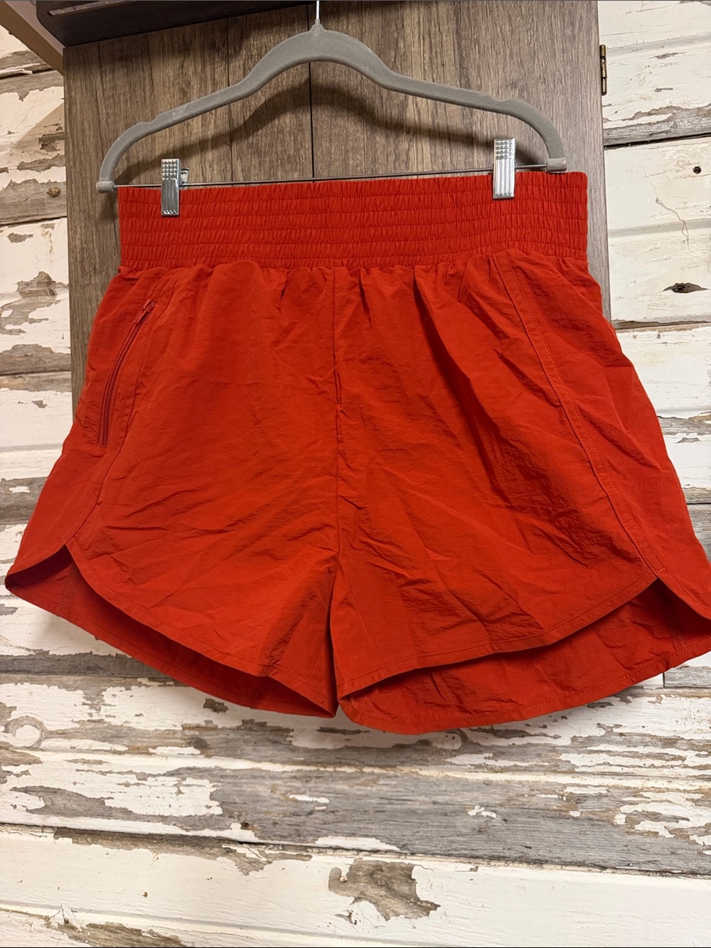 Zenana Outfitters orange Smocked-Waist Athletic Shorts